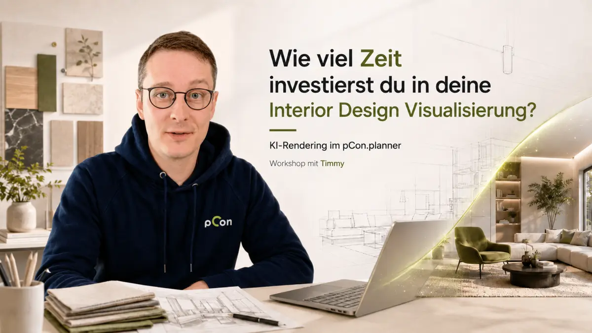 Timotheus Fr&ouml;bel stellt den Workshop zum KI-Rendering mit pCon.planner vor