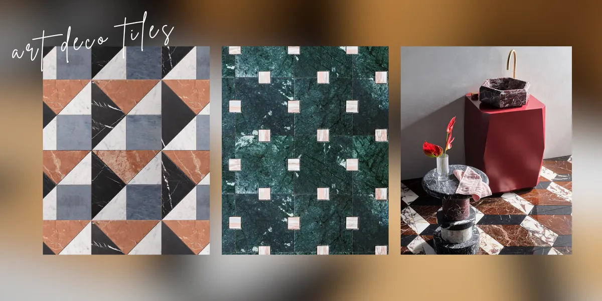 Art Deco Bathroom Tiles with Pattern and Border Detail