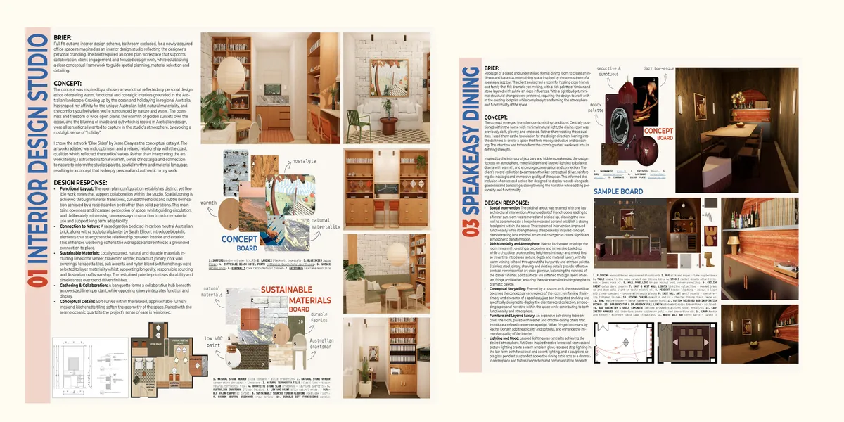 Interior design portfolio project by IDI graduate William Trench