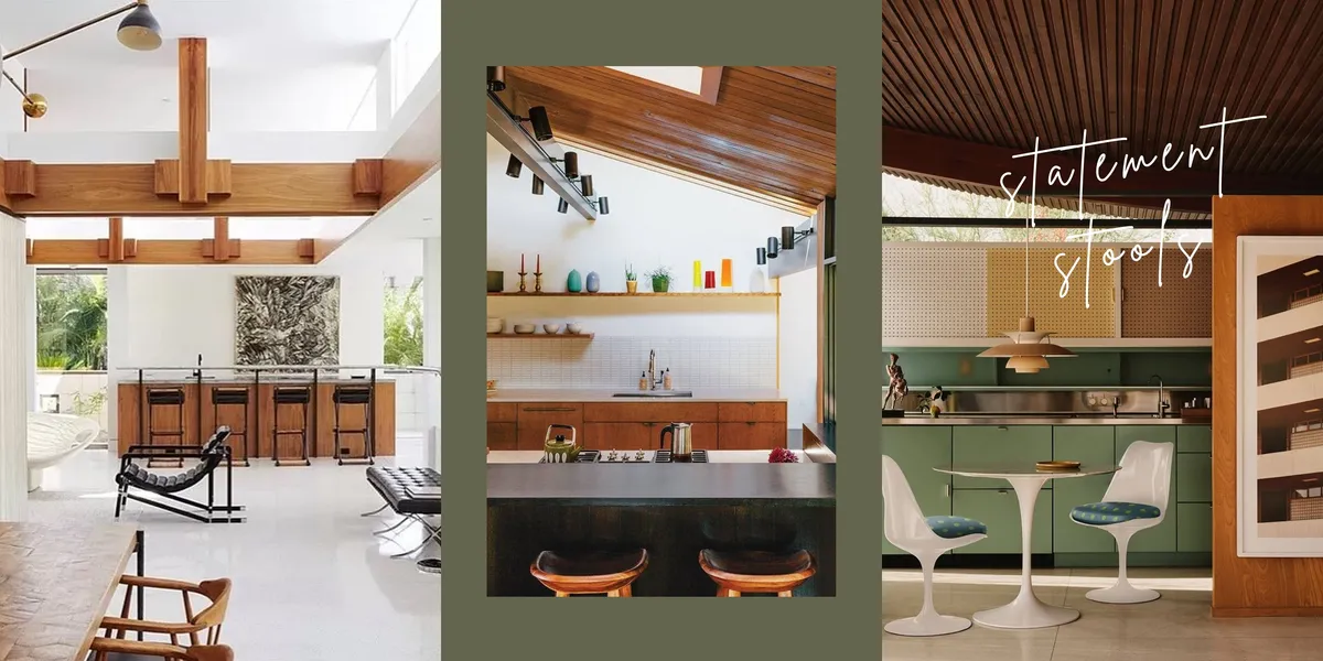 Mid-Century Modern Kitchen with Warm Wood Cabinets