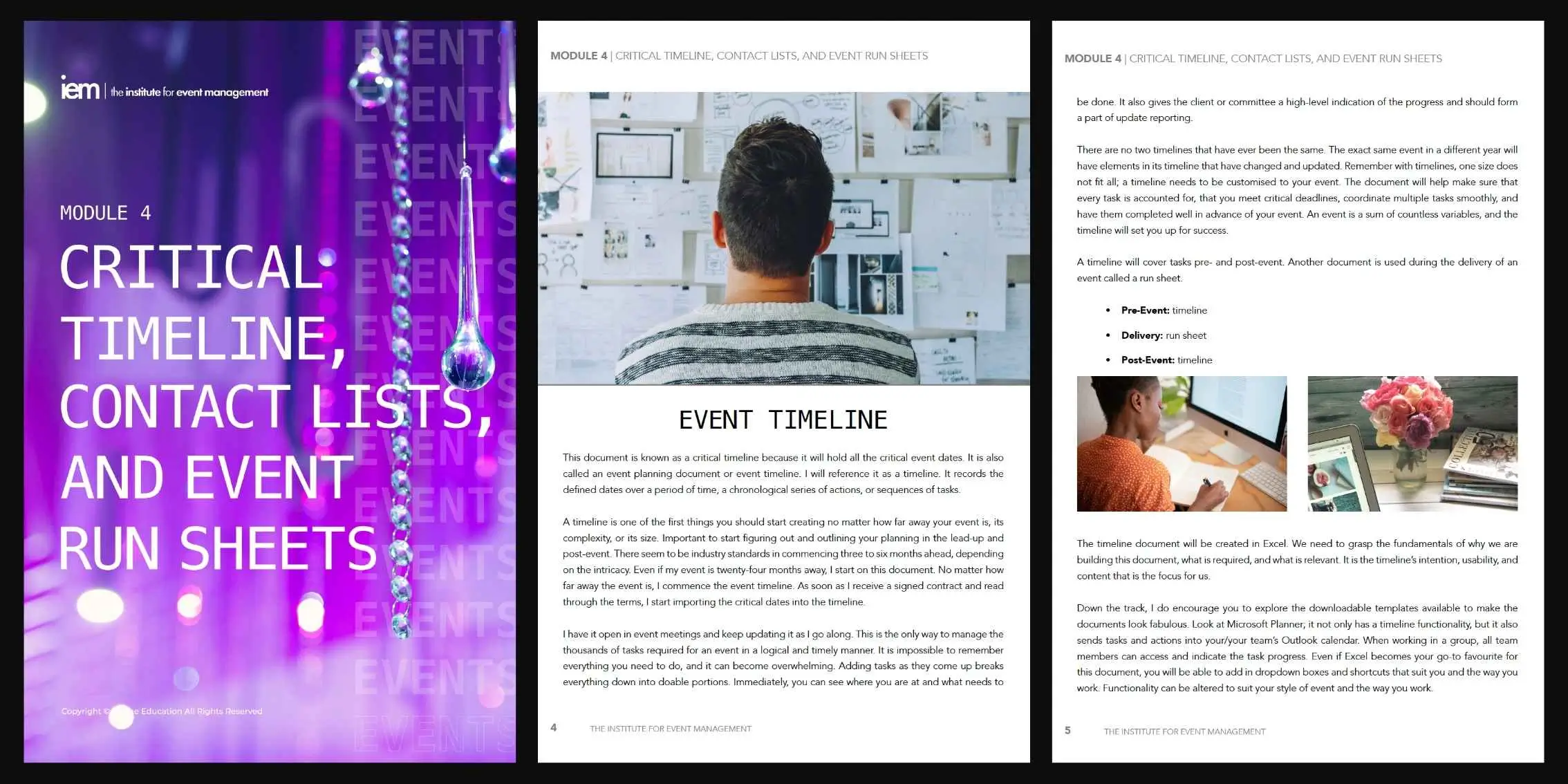Module 4 Timelines, Contact Lists and Event Run Sheets Preview