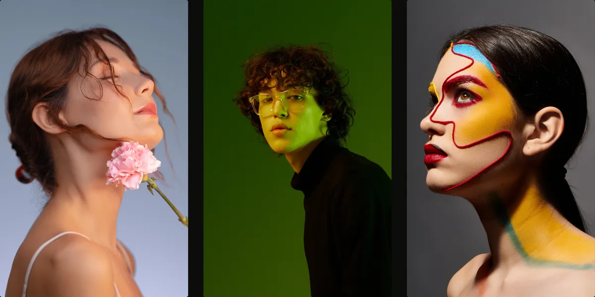 Three portraits showing different lighting conditions