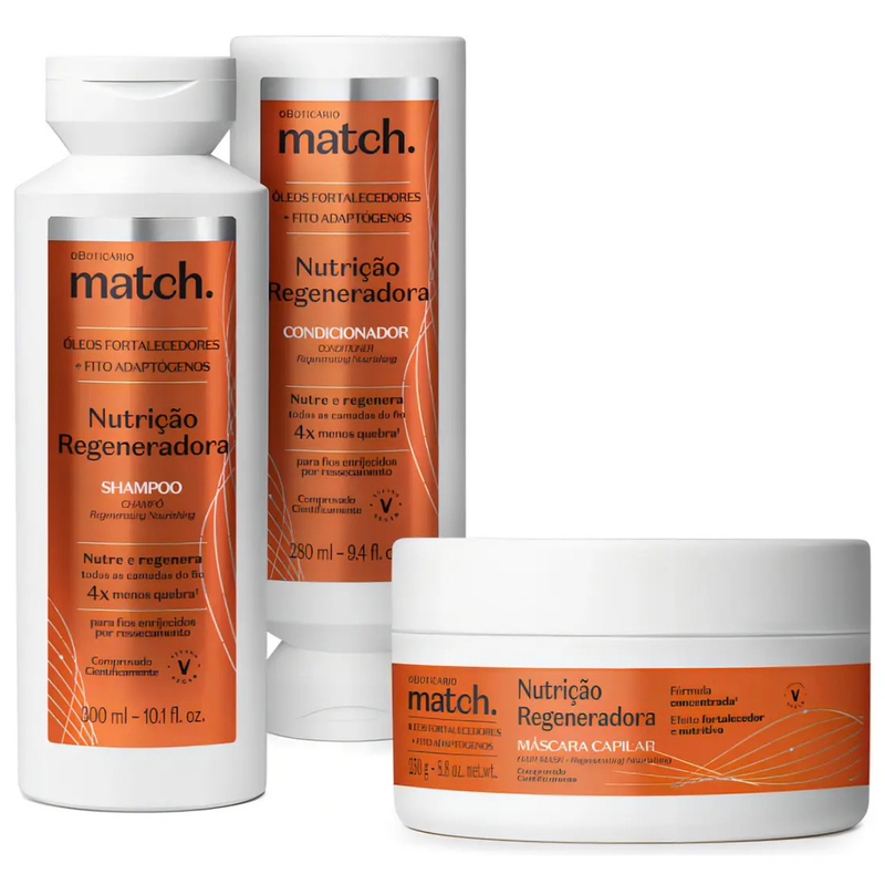Combo Match Nutrição Regeneradora Shampoo 300ml + Condicionador 280ml + mascara 250ml