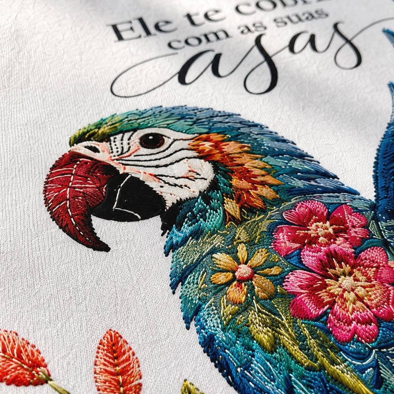 TSHIRT FEMININA -ARARA SUAS ASAS-COR MARFIM TAM M, G - foto 3