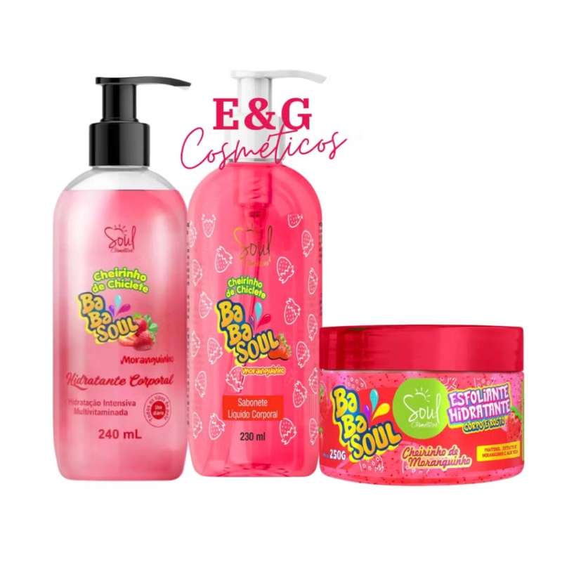 Kit babasoul Melancia (hidratante + Sabonete Líquido + Esfoliante Corporal)
