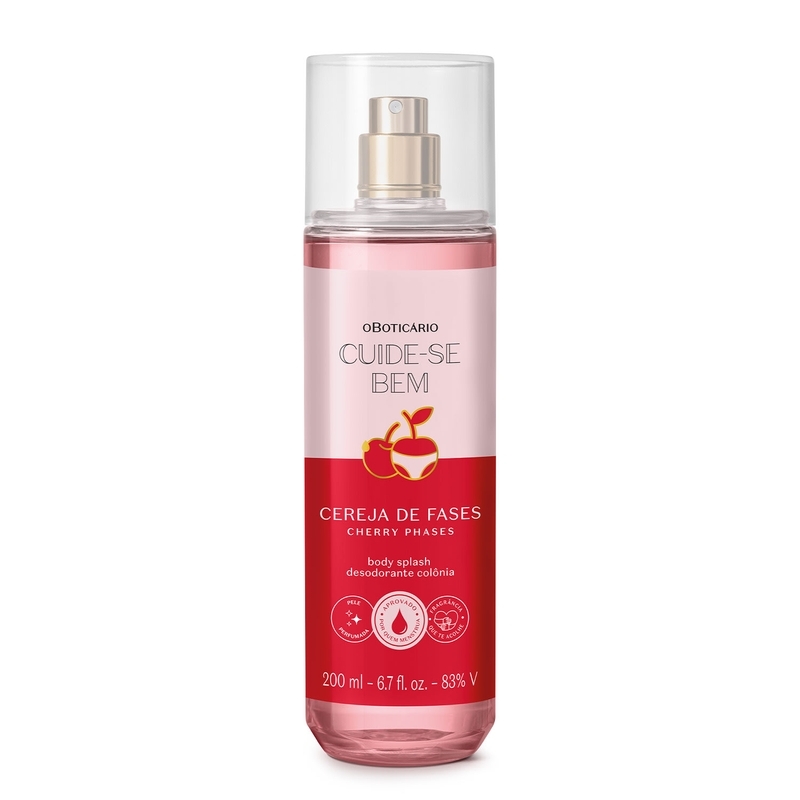 Body Splash Desodorante Colônia Cereja de Fases 200ml