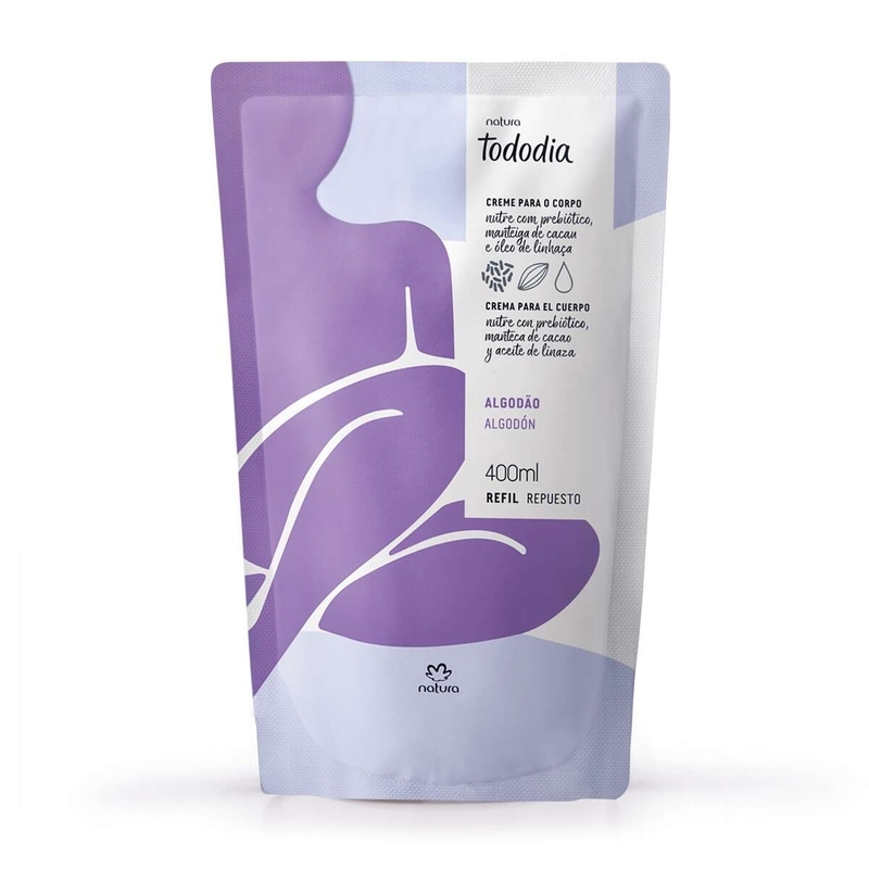 Refil Creme Desodorante Nutritivo para o Corpo Tododia Algodão - 400 ml