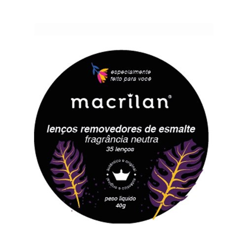 Lenços removedores de esmalte Macrilan c/ 35 unidades