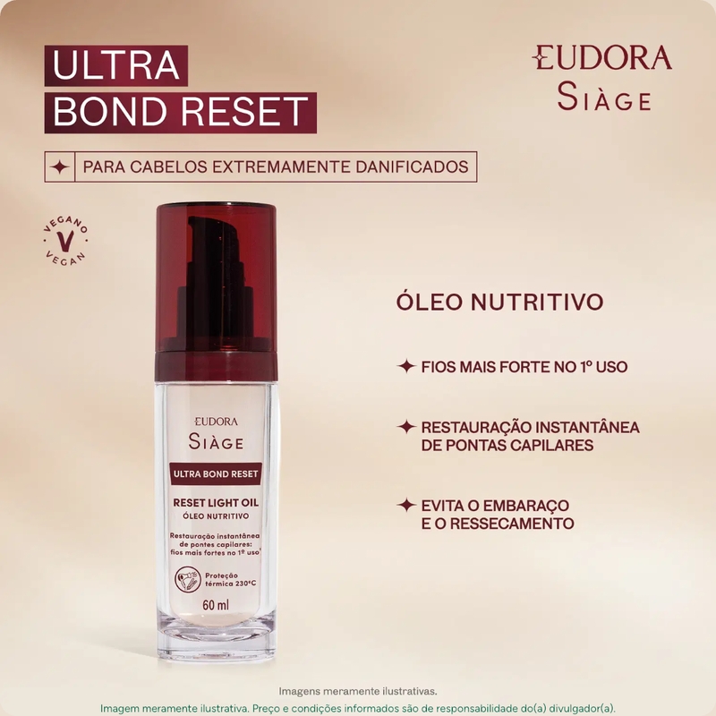 Óleo Nutritivo Siàge Ultra Bond Reset Light Oil 60ml - foto 2