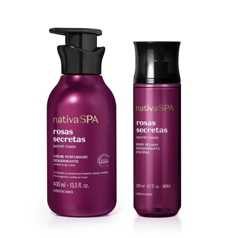 Combo Nativa SPA Rosas Secretas: Body Splash 200ml + Creme Perfumado Corporal 400ml
