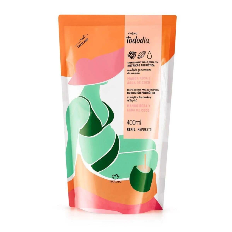 Refil Hidratante para o Corpo Tododia Manga Rosa e Água de Coco 400 ml