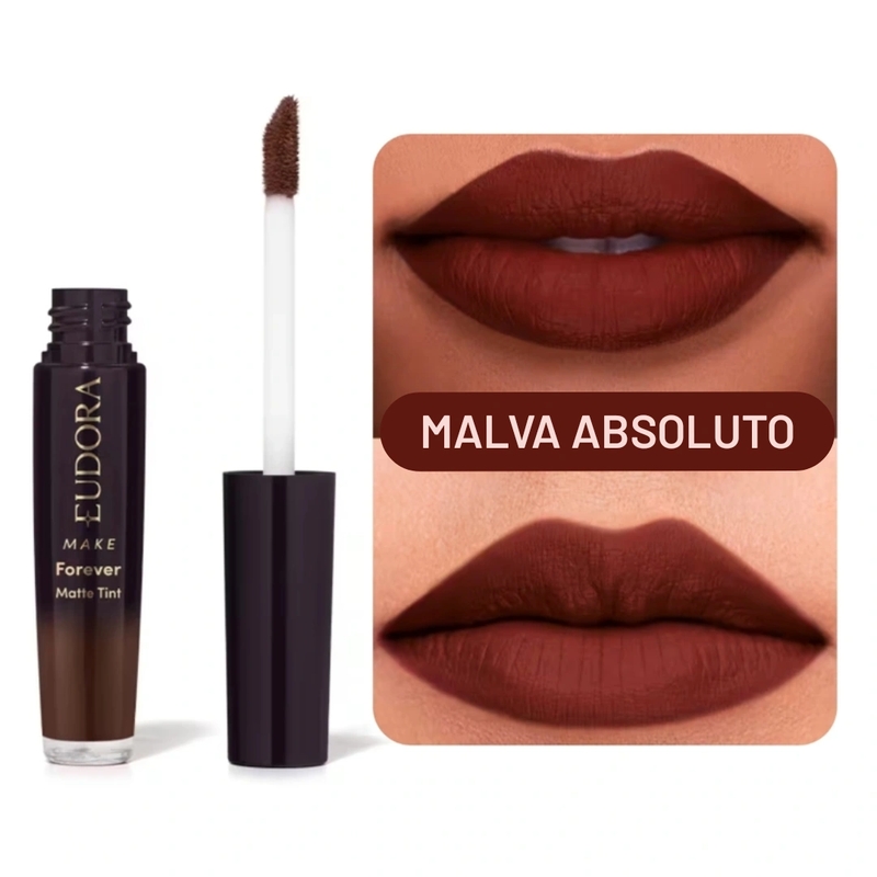 Batom Malva Absoluto Líquido  Eudora Make Forever Matte Tint 4ml