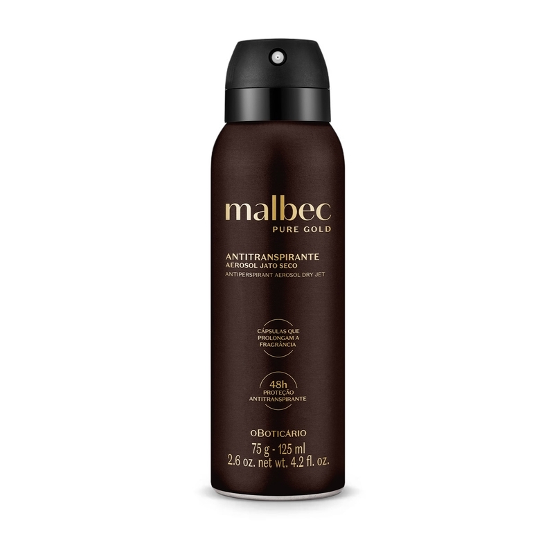 Desodorante Antitranspirante Aerosol Malbec Pure Gold 75G/125Ml