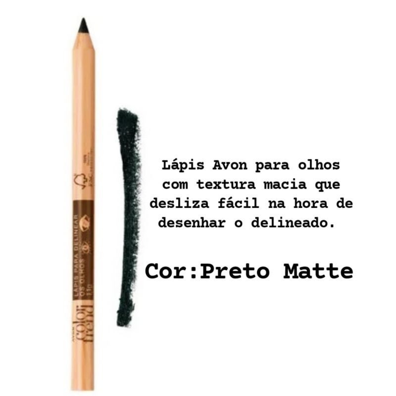 Lápis Delineador Preto Matte - 1,1 g Color Trend Avon