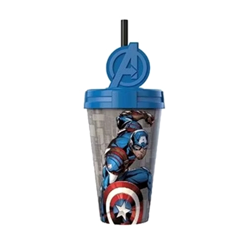 Copo Avengers Com Canudo Capitão América
