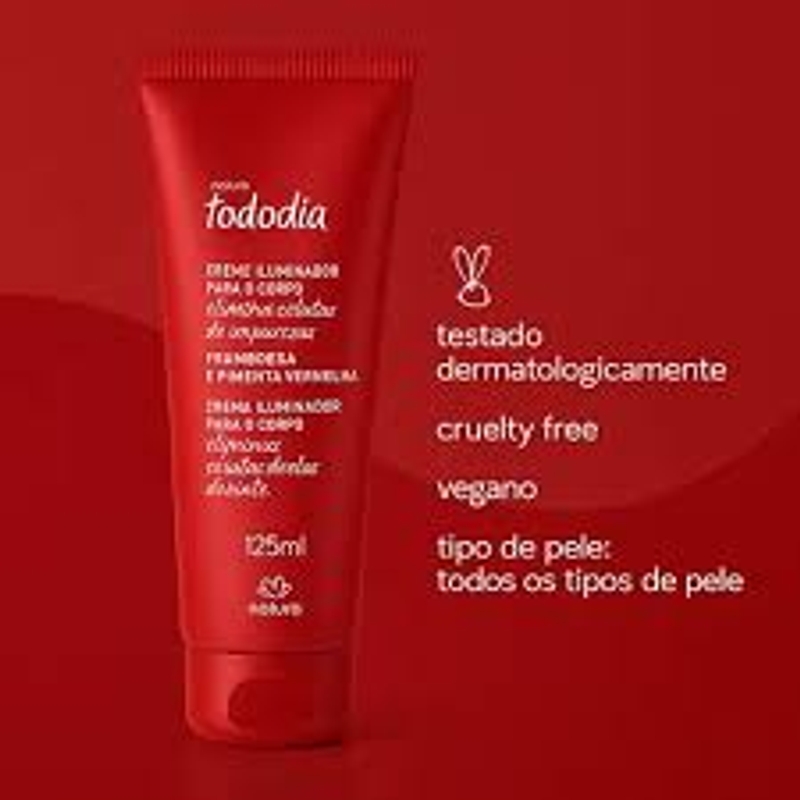 Creme iluminador para o corpo framboesa e Pimenta Vermelha