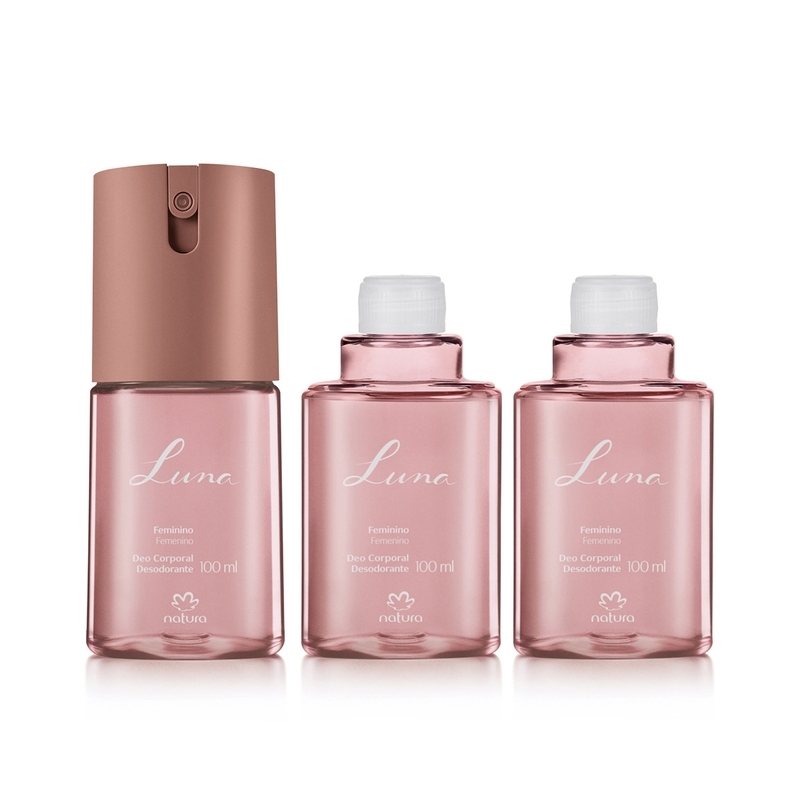 Kit desodorante corporal luna feminino - 1 Desodorante corporal - 100 ml + 2 Refis desodorantes corporais - 100 ml
