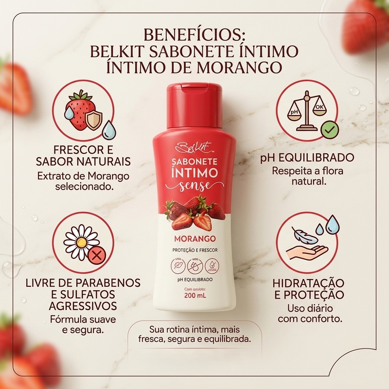 Sabonete Íntimo sense de Morango - 200ml - foto 2