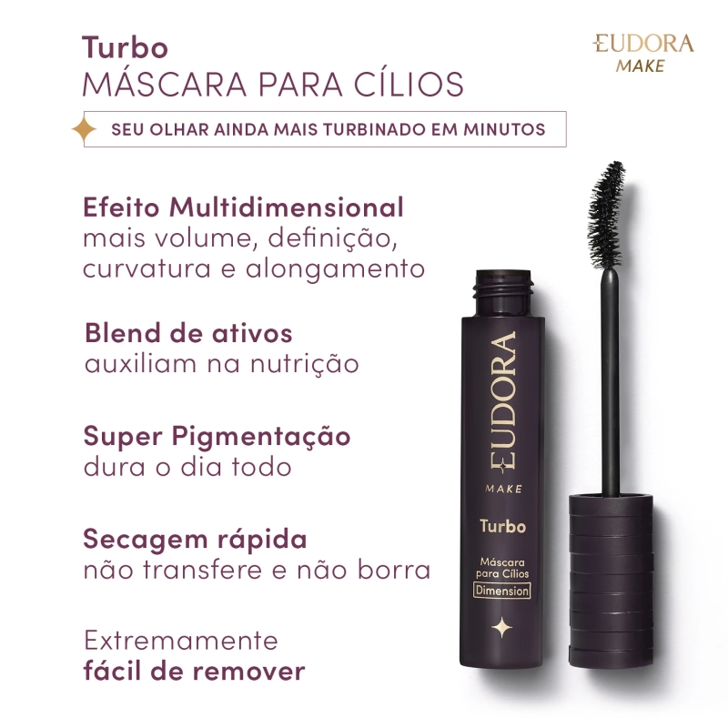 Máscara de Cílios Turbo Dimension Eudora Make 10g - foto 2