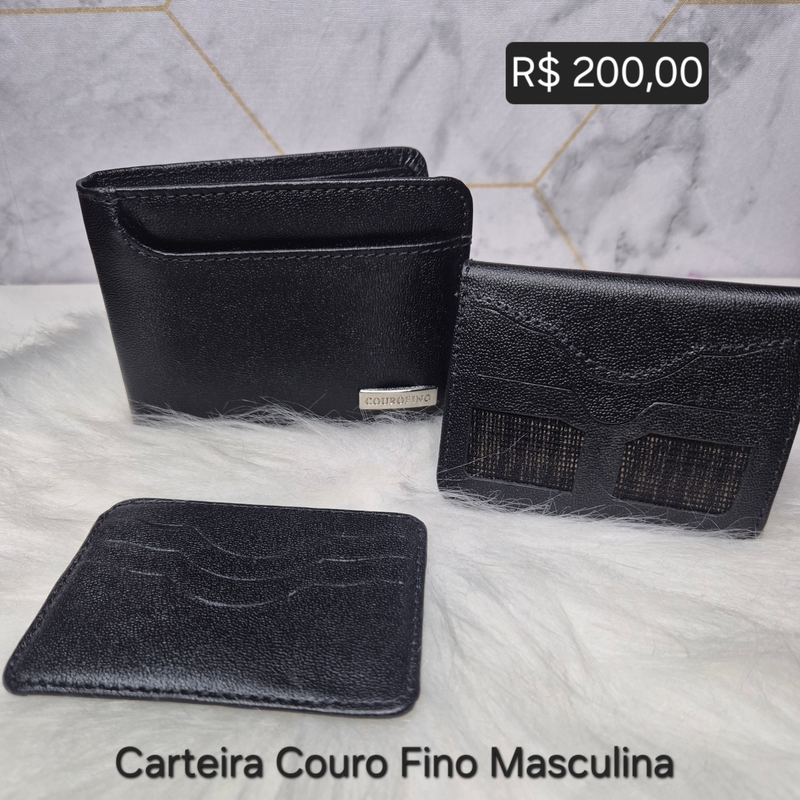 CARTEIRA MASC COURO FINO ABERTA