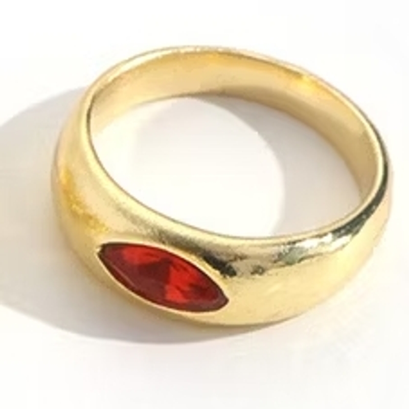 Anel Pedra Vermelha Oval