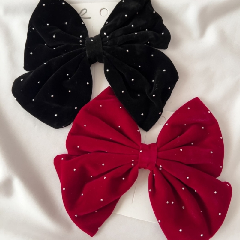 Laço Veludo C Strass (preto)