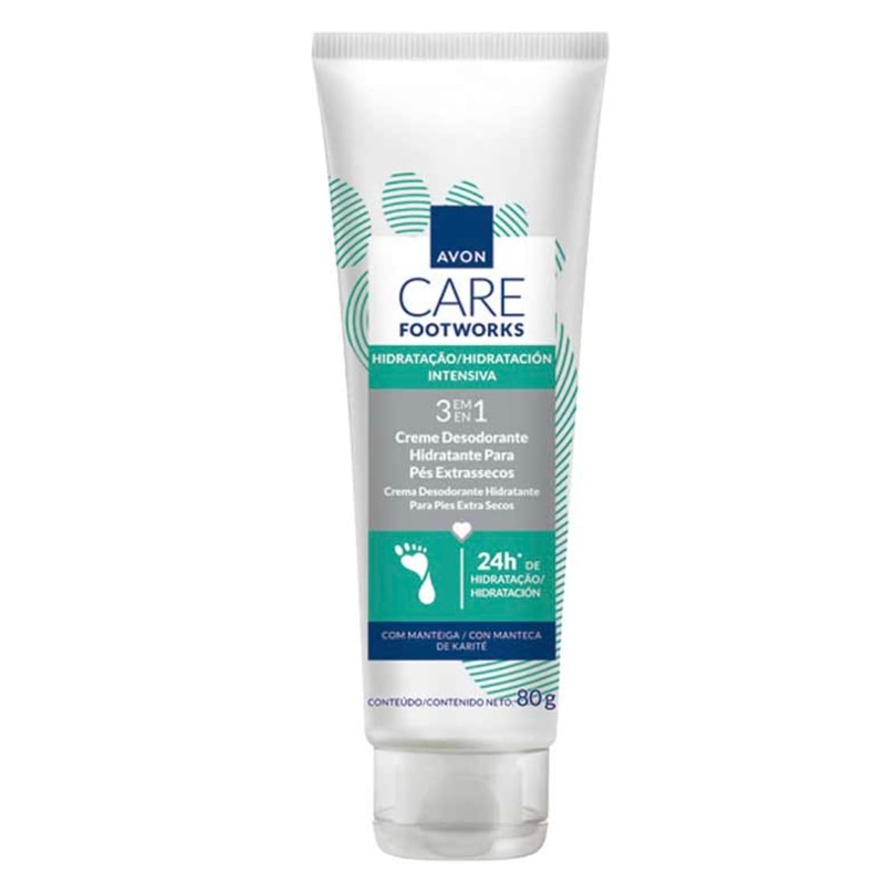 Avon Care Footworks Creme Desodorante para pés Extrassecos 80g