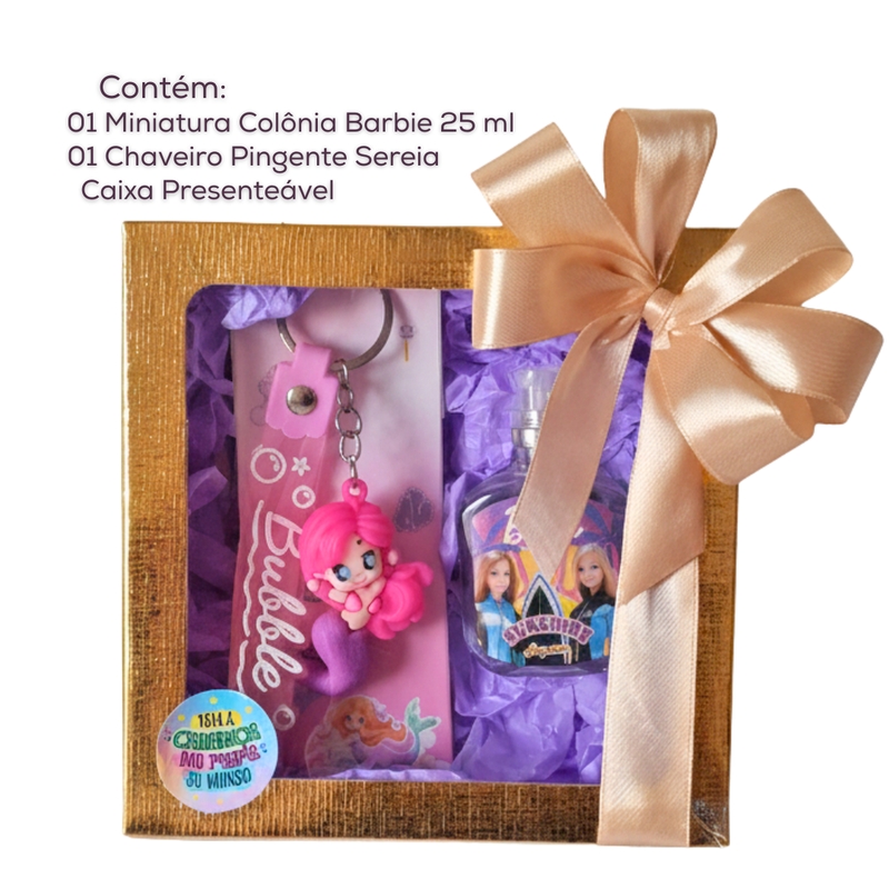 PRESENTE MENINA MINIATURA COLONIA JEQUITI BARBIE + CHAVEIRO SEREIA - foto 3