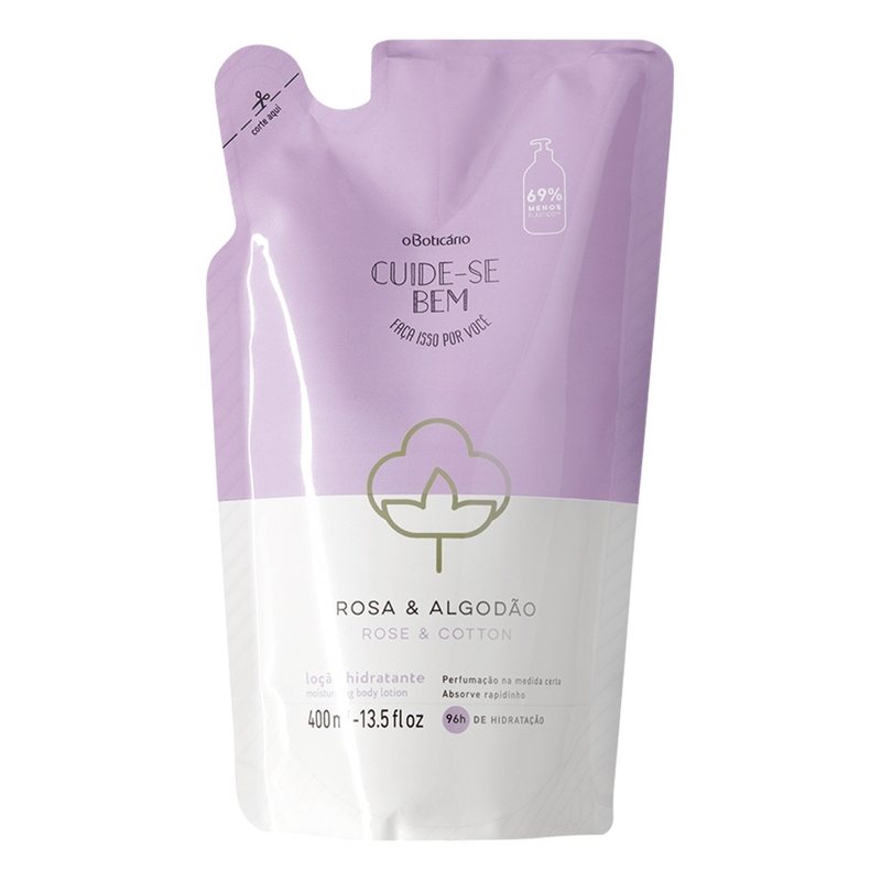 Refil Loção Hidratante Desodorante Corporal Cuide-se Bem Rosa e Algodão 400ml - DSC