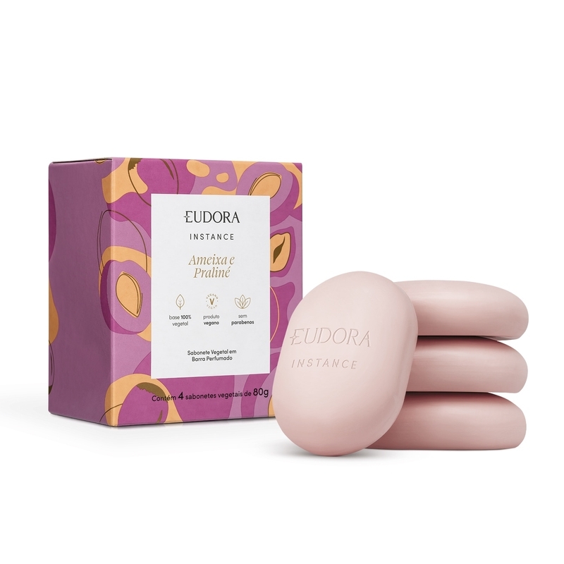 Sabonete Vegetal Em Barra Perfumado Instance Ameixa E Praliné 4X80G