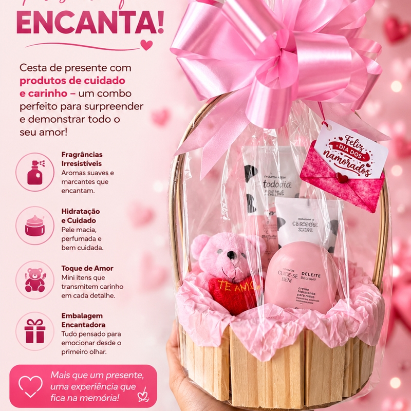 Cesta Deleite Hidratante + Sabonete Líquido + Creme De Mão