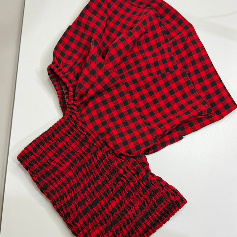 Top Lastex Xadrez Vermelho