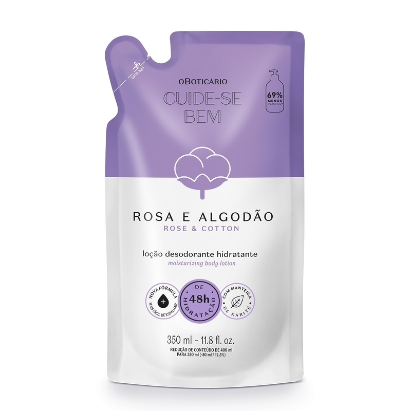 Refil Loção Hidratante Desodorante Corporal Cuide-Se Bem Rosa E Algodão 350Ml