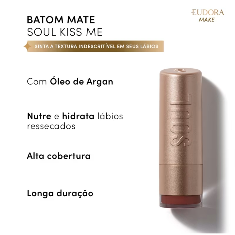 Batom Soul Kiss Me Efeito Matte Rosa Nude Autoral 3,7G - foto 4