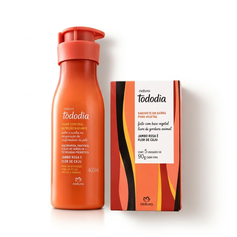COMBO NATURA TODODIA JAMBO ROSA (HIDRATANTE 400ML + CAIXA COM 05 SABONETES EM BARRA)