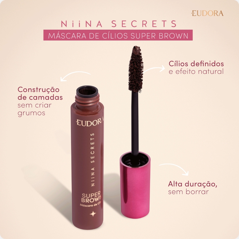 Máscara De Cílios Super Brown Niina Secrets Neutrals 10G - foto 3