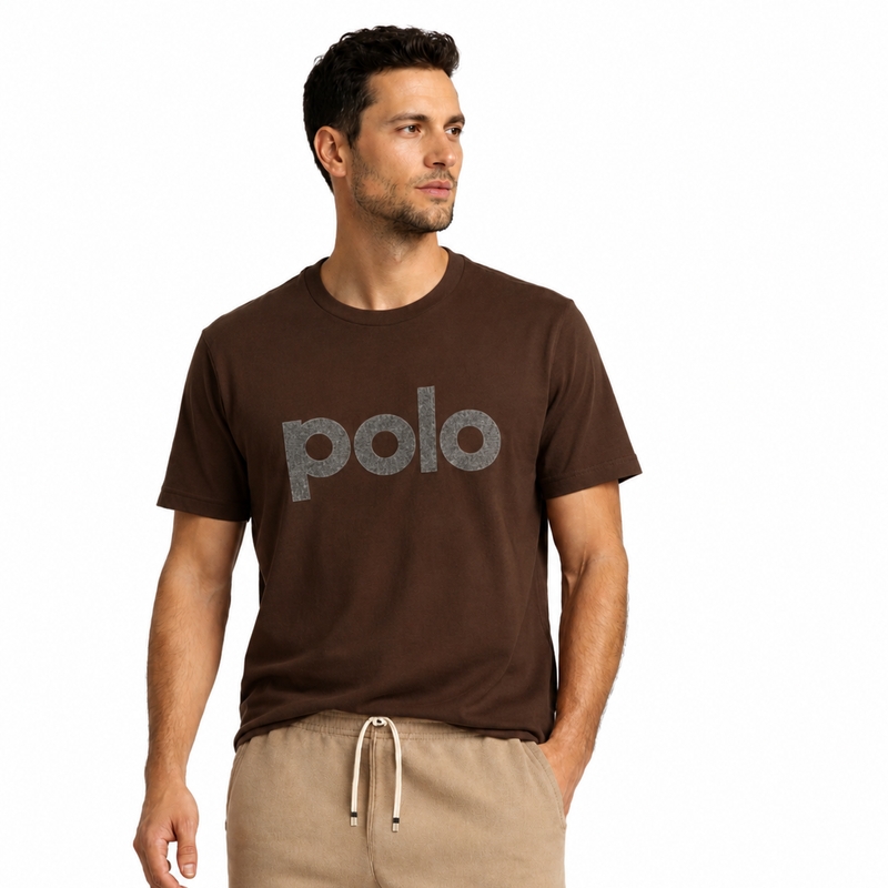 Camiseta Gola Careca M Tecido Piquet Cor Marrom