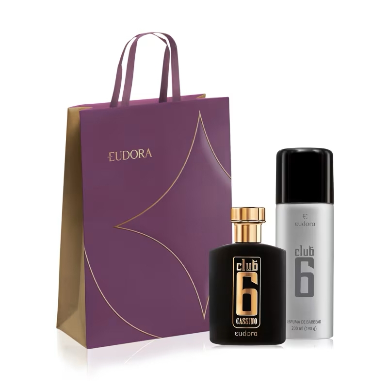 Kit Presente Masculino Club 6 Cassino: Colônia 100ml + Espuma de Barbear 190g - Eudora