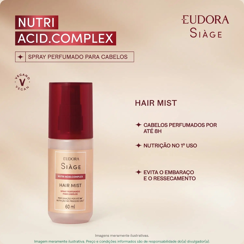 Spray Capilar Perfumado Eudora Siàge Nutri Acid 60ml - foto 3