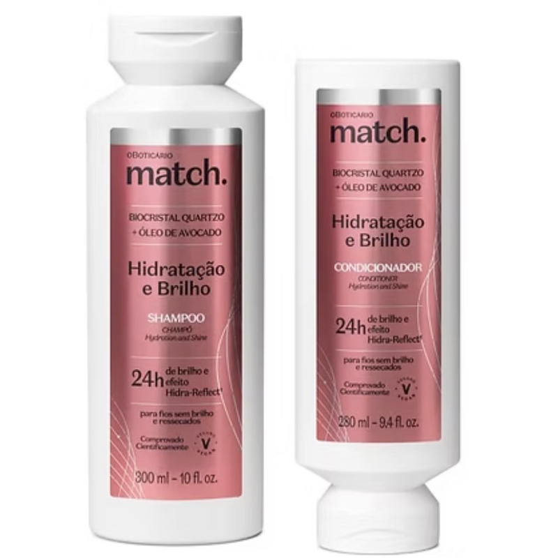 Combo Match Hidratação e Brilho: Shampoo 300ml + Condicionador 280ml