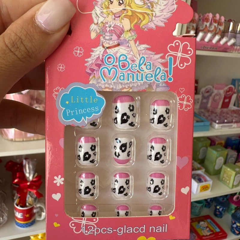 Unha Postiça Infantil Estampa De Vaquinha
