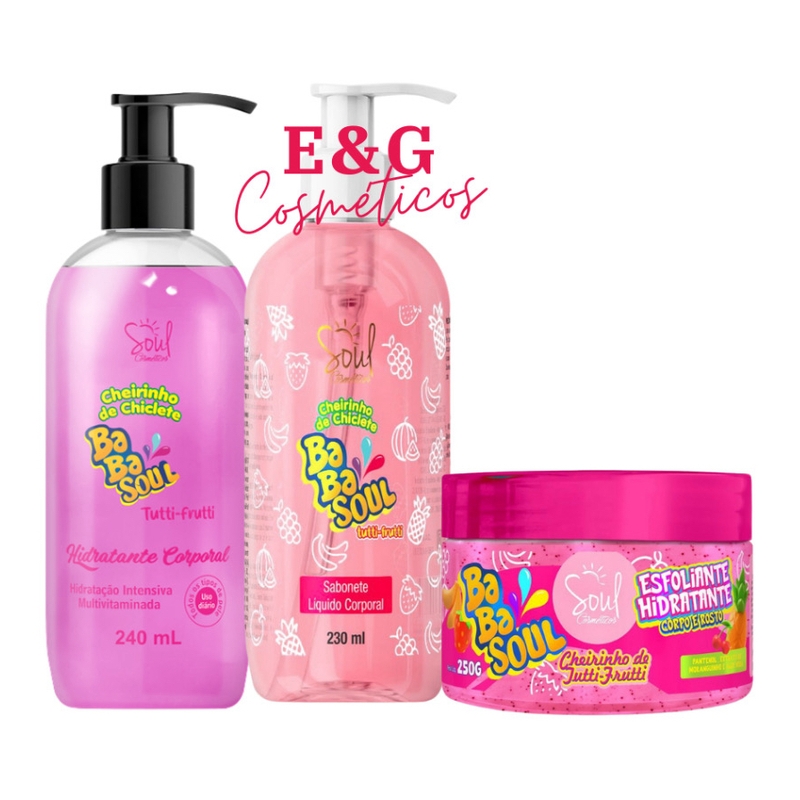 Kit babasoul Tutti Frutti (hidratante + Sabonete Líquido + Esfoliante Corporal)