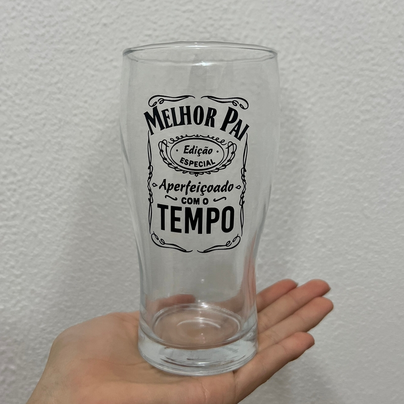 Copo de Vidro “Melhor Pai” 580ml *Brinde Chaveiro Abridor De Garrafas