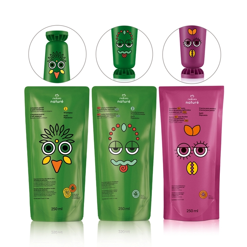 Kit Refil Cacheados e Crespos: Shampoo 250 ml + Condicionador 250 ml + Creme para pentear 250 ml - Natura