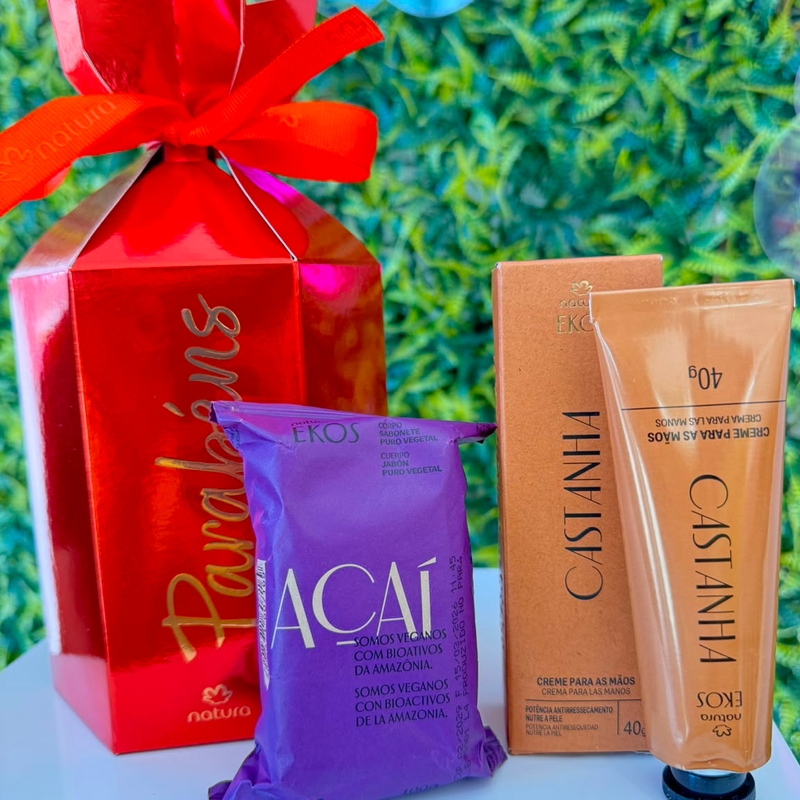 Presente sabonete açaí + Hidratante mãos castanha