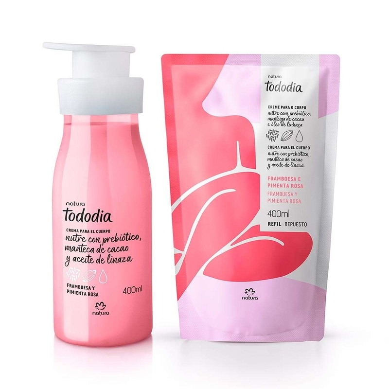 Conjunto Creme Desodorante Nutritivo Para O Corpo Tododia Framboesa E Pimenta Rosa Regular