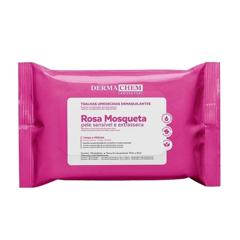 Dermachem Toalha Umedicida Demaq Rosa Mosqueta 25 Und
