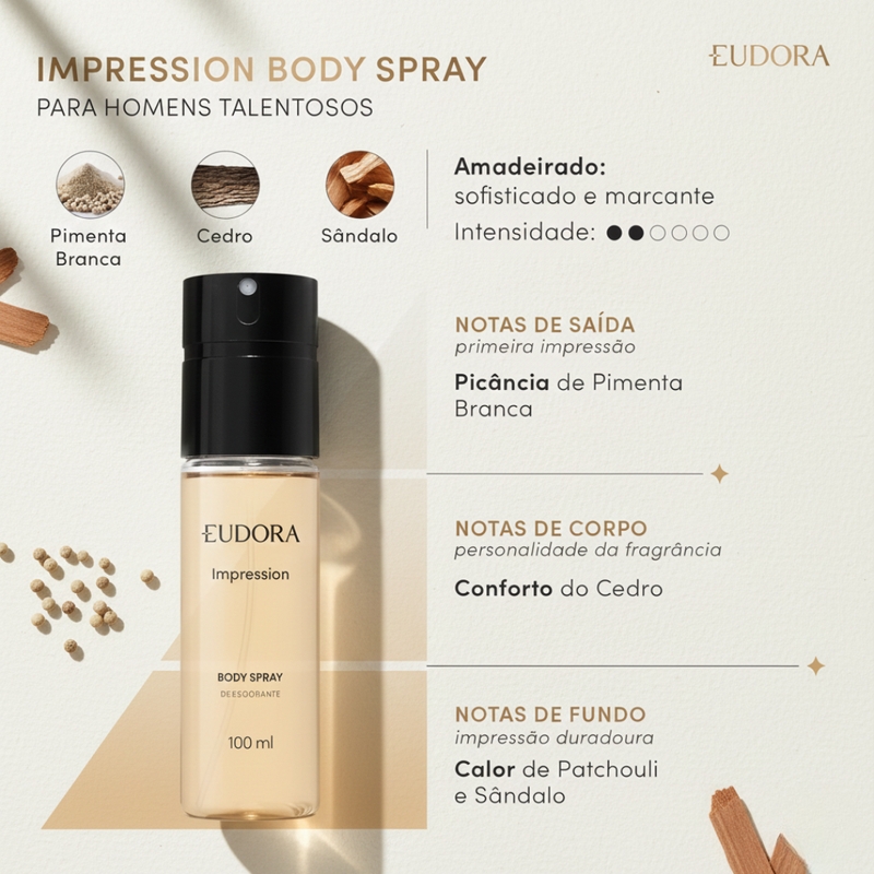 BODY SPRAY DESODORANTE MASCULINO IMPRESSION 100ML - foto 2