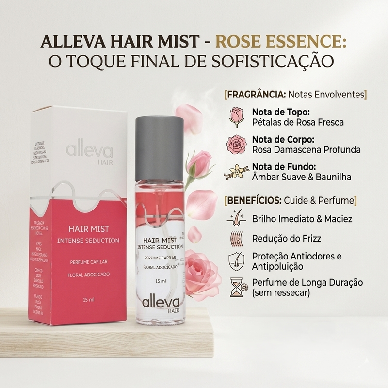 Perfume Capilar Hair Mist Rose Essence - 15ml - foto 2