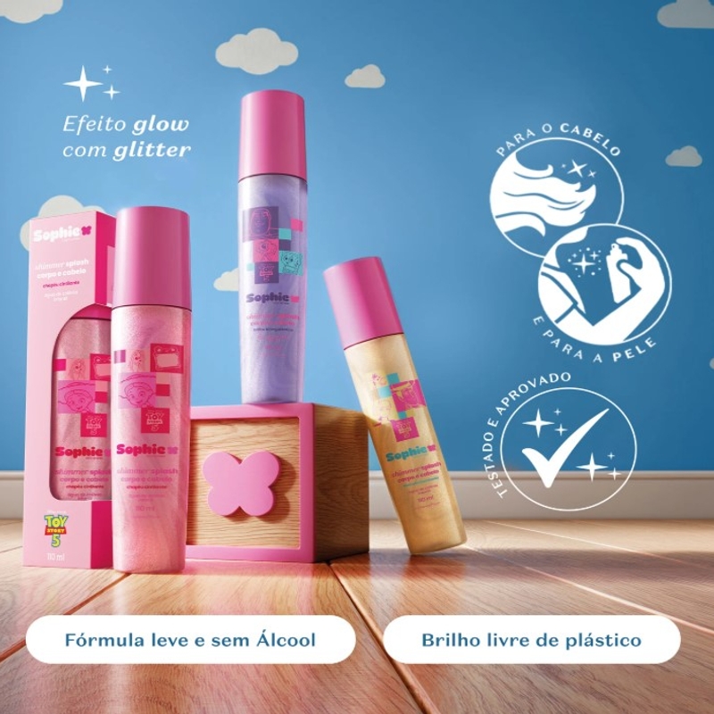 Shimmer Splash Corpo e Cabelo Sophie Toy Story 5 Brilho Intergaláctico 110ml - foto 5